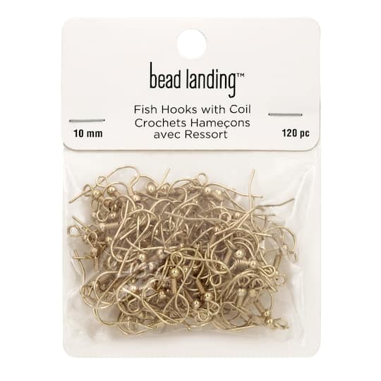 10mm Fish Hooks with Coil, 120ct. by Bead Landing, Color: Rhodium | Michaels 10mm Fish Hooks with Coil, 120ct. by Bead Landing, Color: Rhodium | Michaels